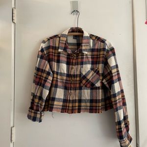 Forever 21 Plaid flannel button down crop top